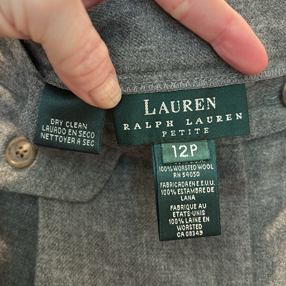 Vtg Lauren Ralph Lauren Women’s Trousers 100% Wool Grey Pleated Size 12 Petite - Picture 3 of 7
